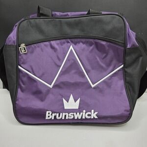 Brunswick Bowling Bag Single Ball Tote Purple Black Padded Shoulder Strap Logo